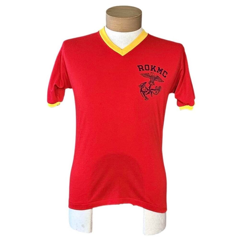 Vintage 80’s ROKMC Republic Of Korea Marine Corps V neck Ringer T Shirt